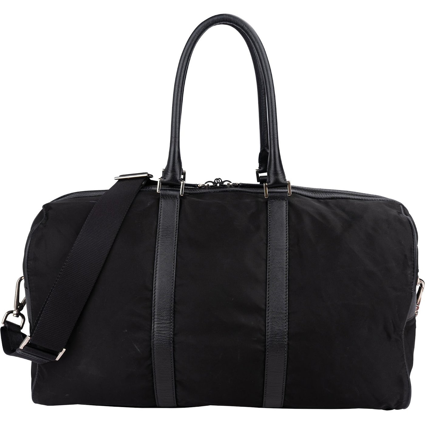 Prada Tessuto Nylon Saffiano Leather Duffle 50 Travel Bag