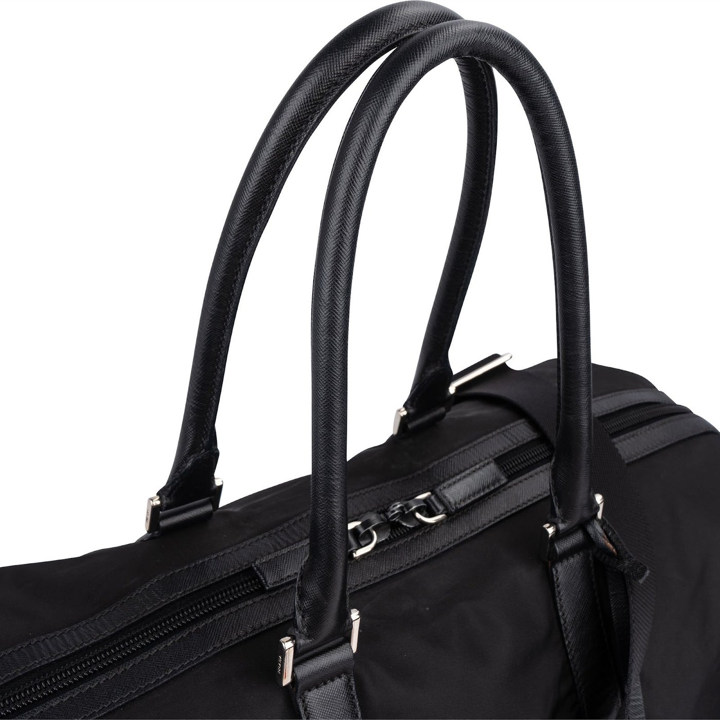 Prada Tessuto Nylon Saffiano Leather Duffle 50 Travel Bag