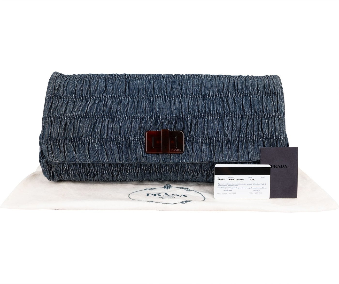 Prada Denim Gauffre Jumbo Clutch Bag