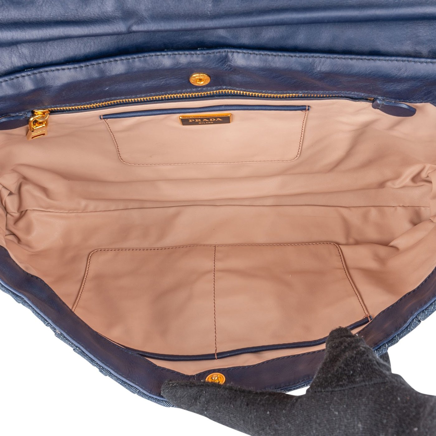 Prada Denim Gauffre Jumbo Clutch Bag