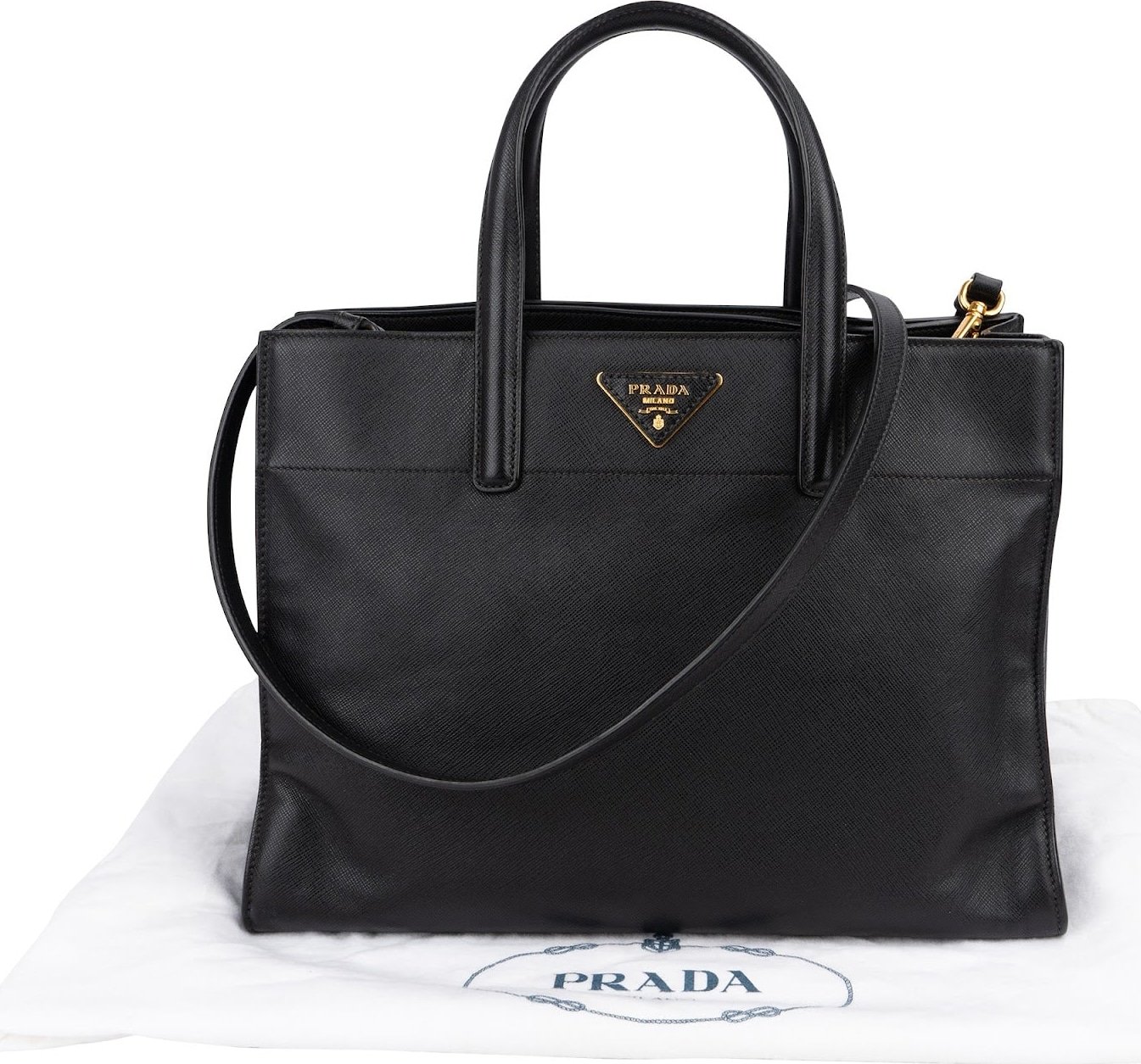 Prada Black Saffiano Leather Galleria Tote Handbag