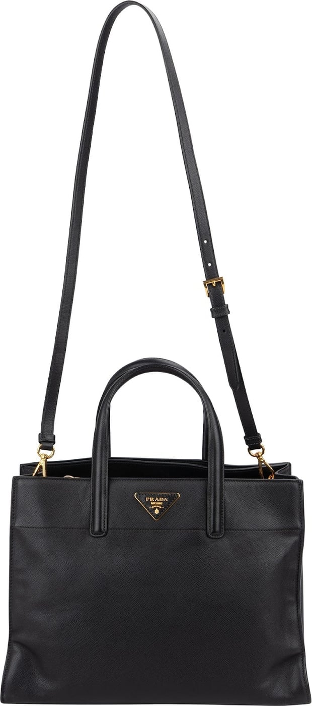 Prada Black Saffiano Leather Galleria Tote Handbag