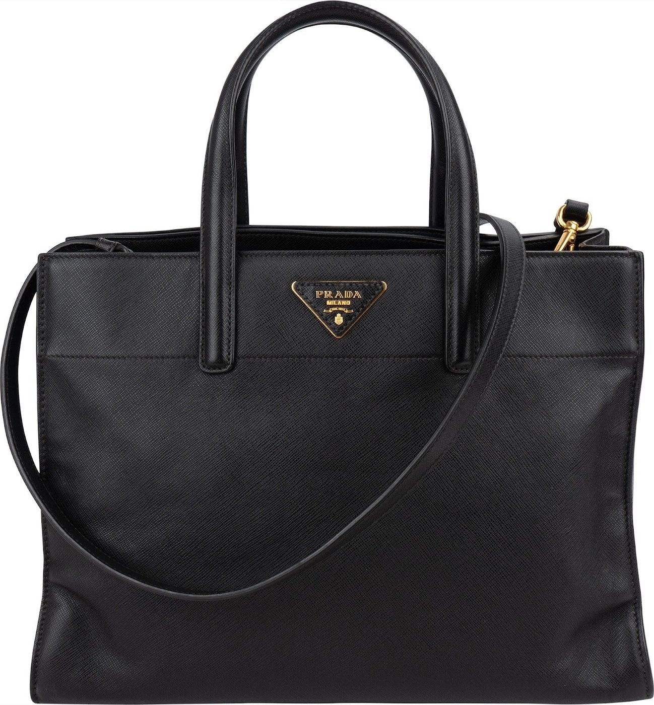 Prada Black Saffiano Leather Galleria Tote Handbag