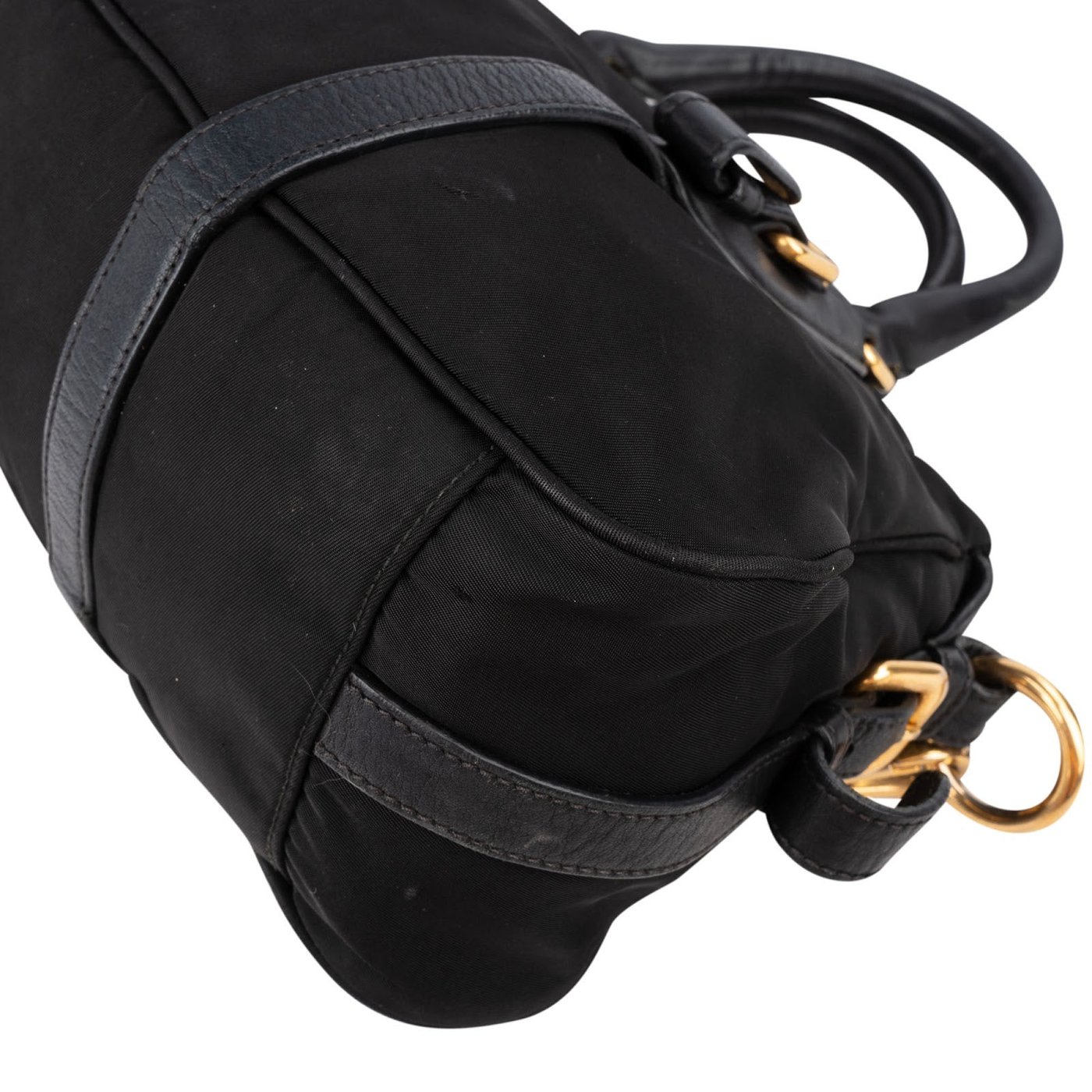 Prada Tessuto Leather Bauletto Triangle Handbag