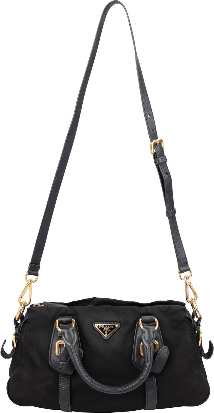 Prada Tessuto Leather Bauletto Triangle Handbag