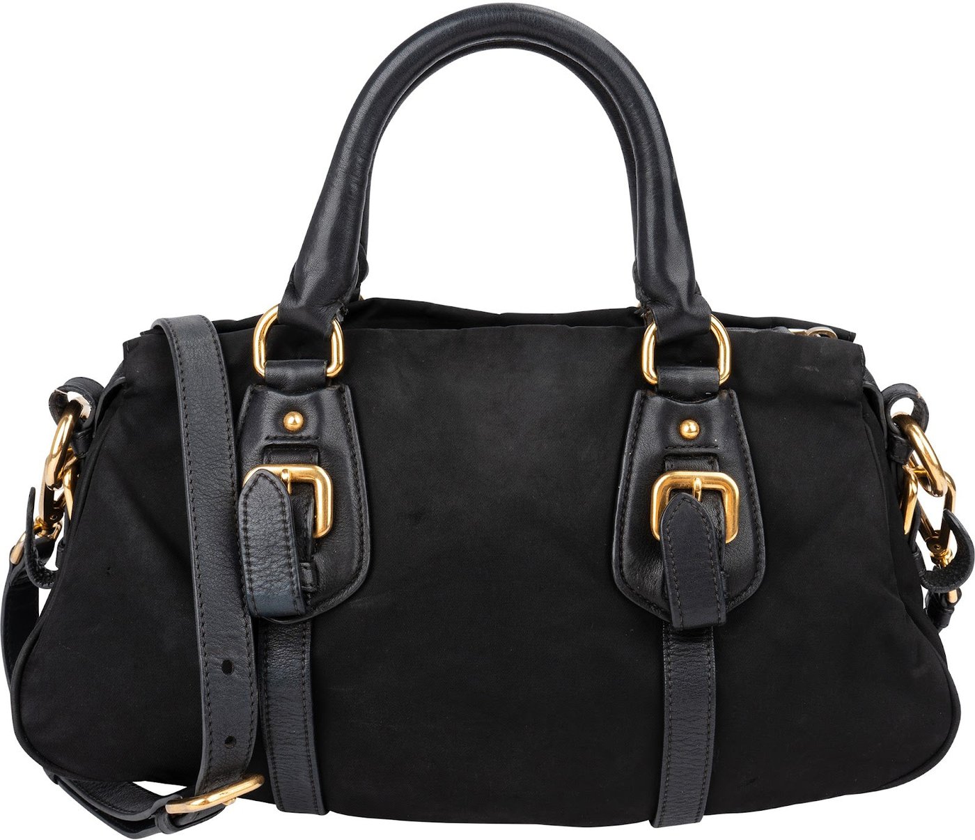 Prada Tessuto Leather Bauletto Triangle Handbag