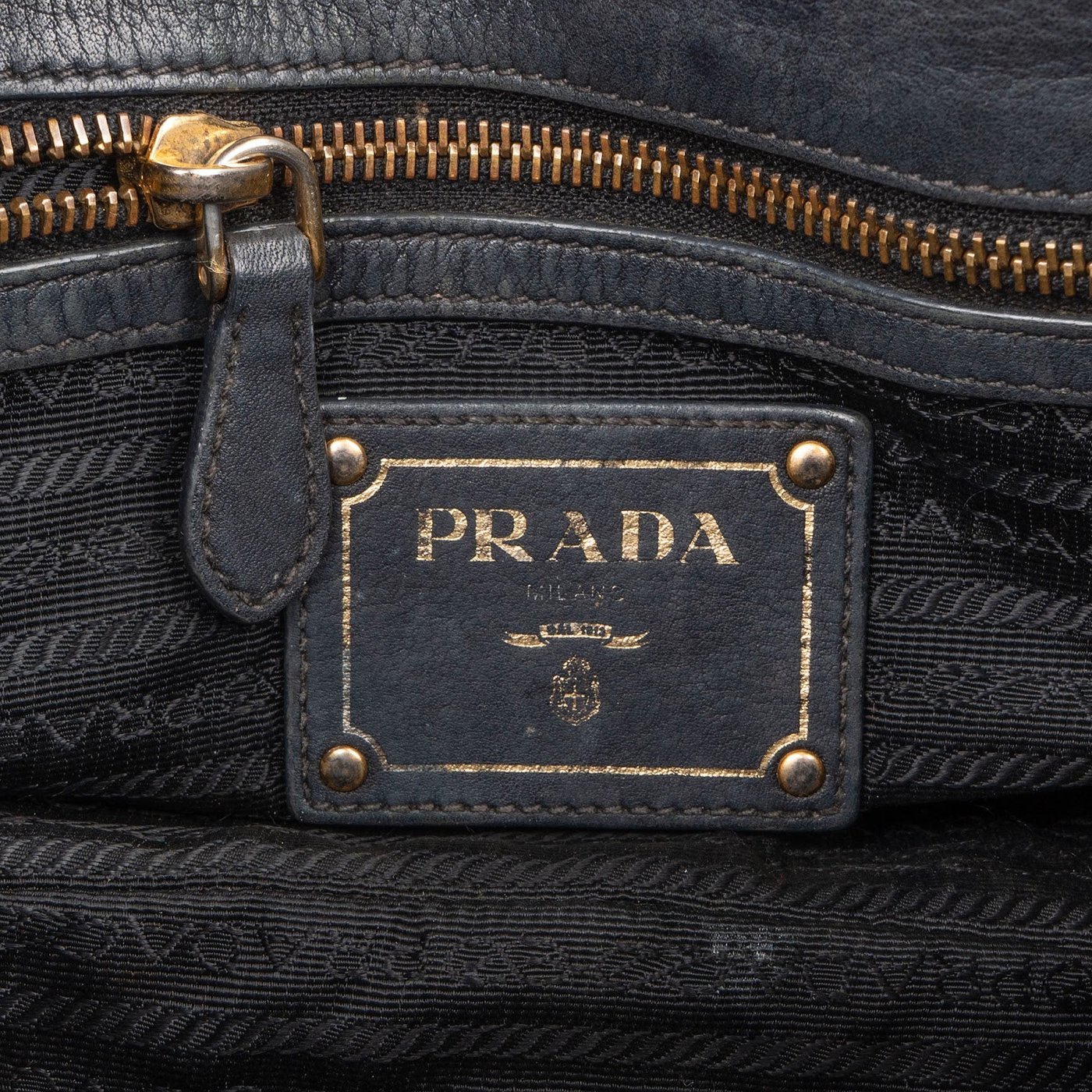 Prada Tessuto Leather Bauletto Triangle Handbag