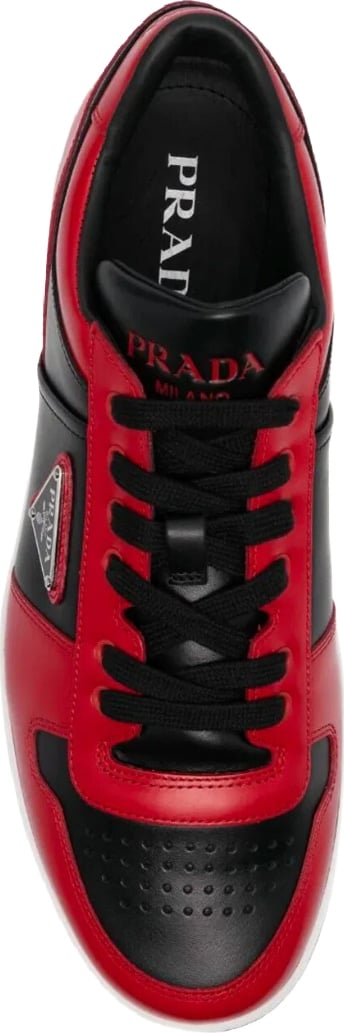 Prada Downtown Leather Men's Sneakers Red Black