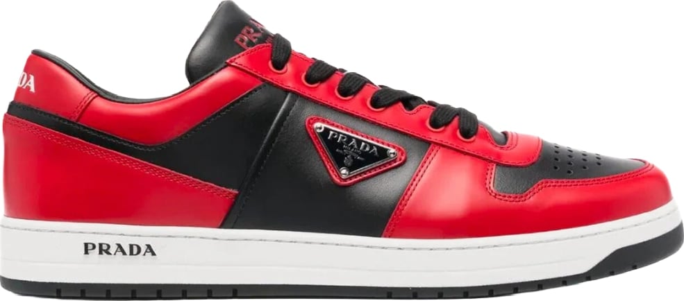 Prada Downtown Leather Men's Sneakers Red Black