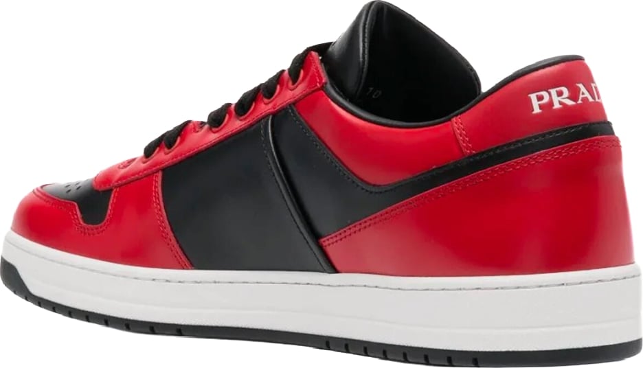 Prada Downtown Leather Men's Sneakers Red Black