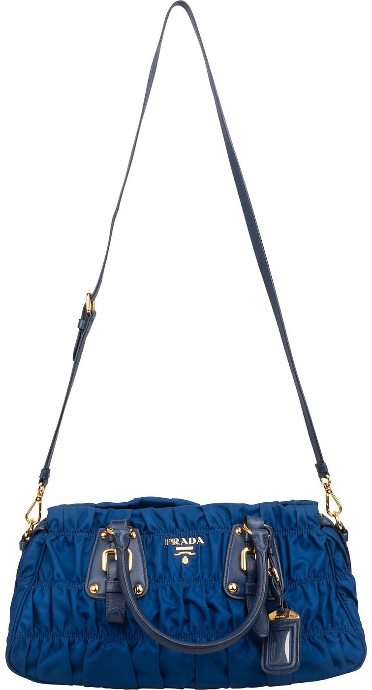 Prada Blue Tessuto Gaufre Satchel Handbag