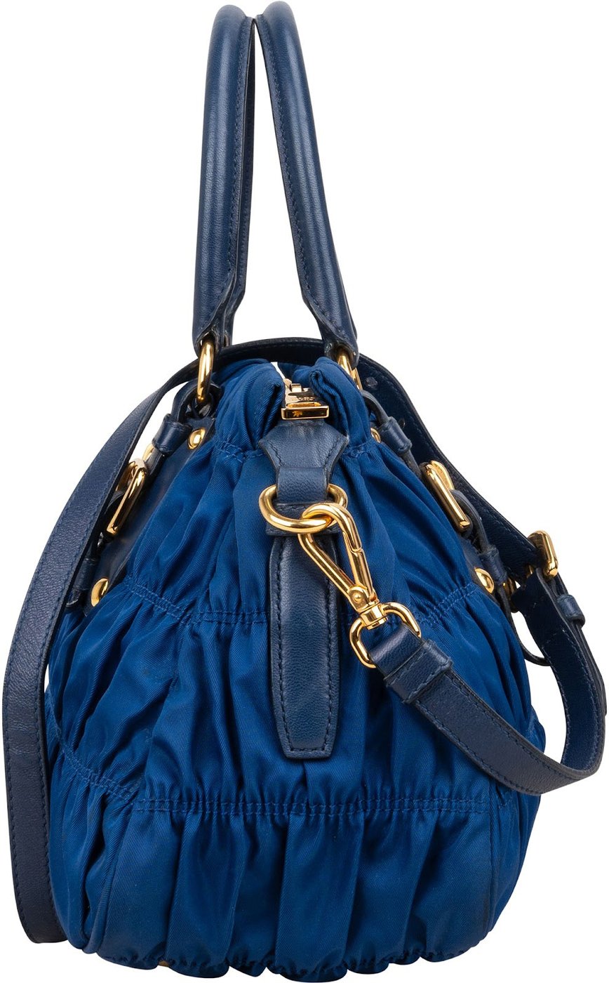 Prada Blue Tessuto Gaufre Satchel Handbag