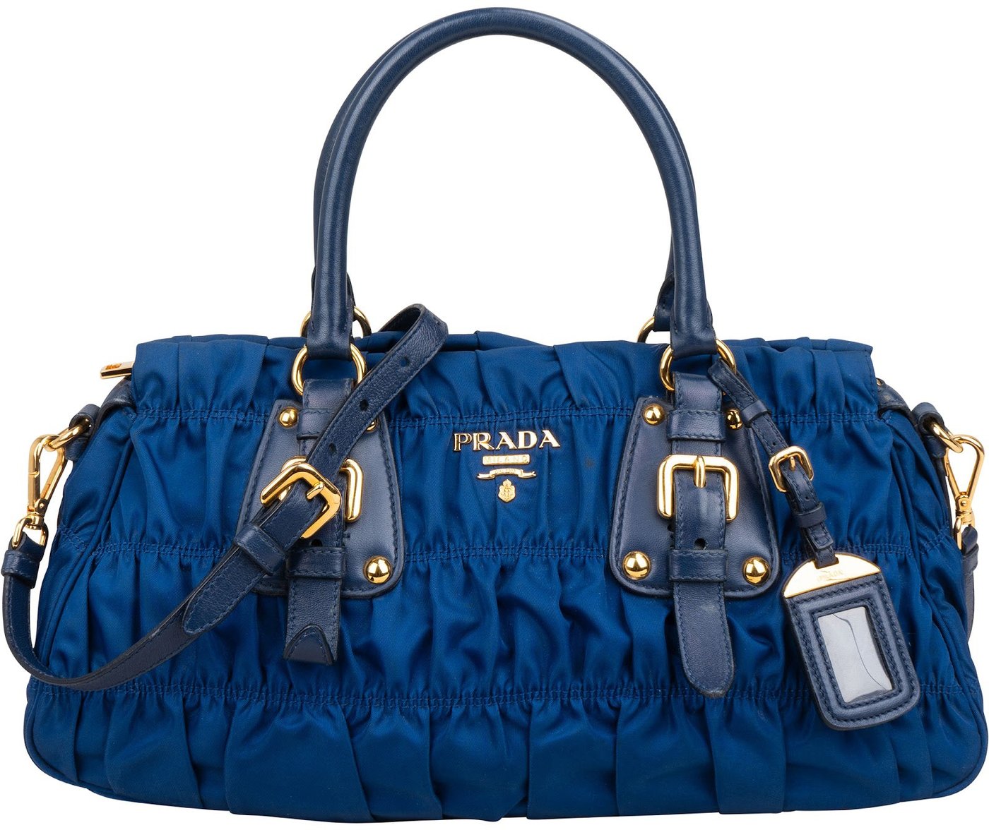 Prada Blue Tessuto Gaufre Satchel Handbag