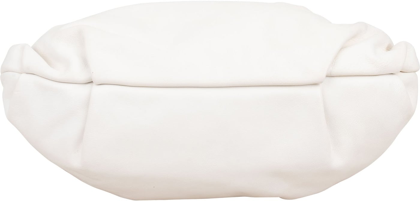 Prada White Soft Calf Leather Ruched Shoulder Bag