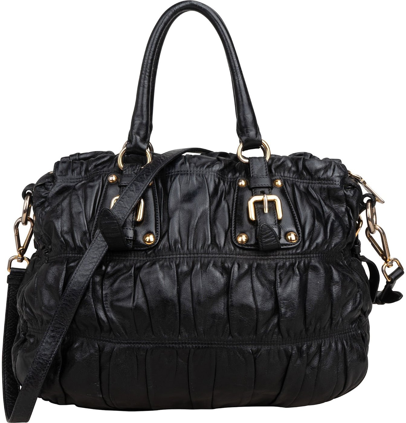 Prada Black Leather Gaufre Satchel Handbag