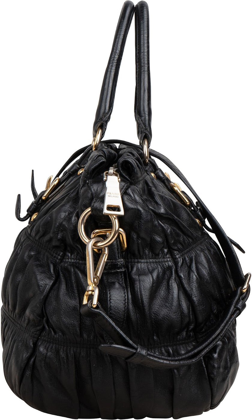 Prada Black Leather Gaufre Satchel Handbag