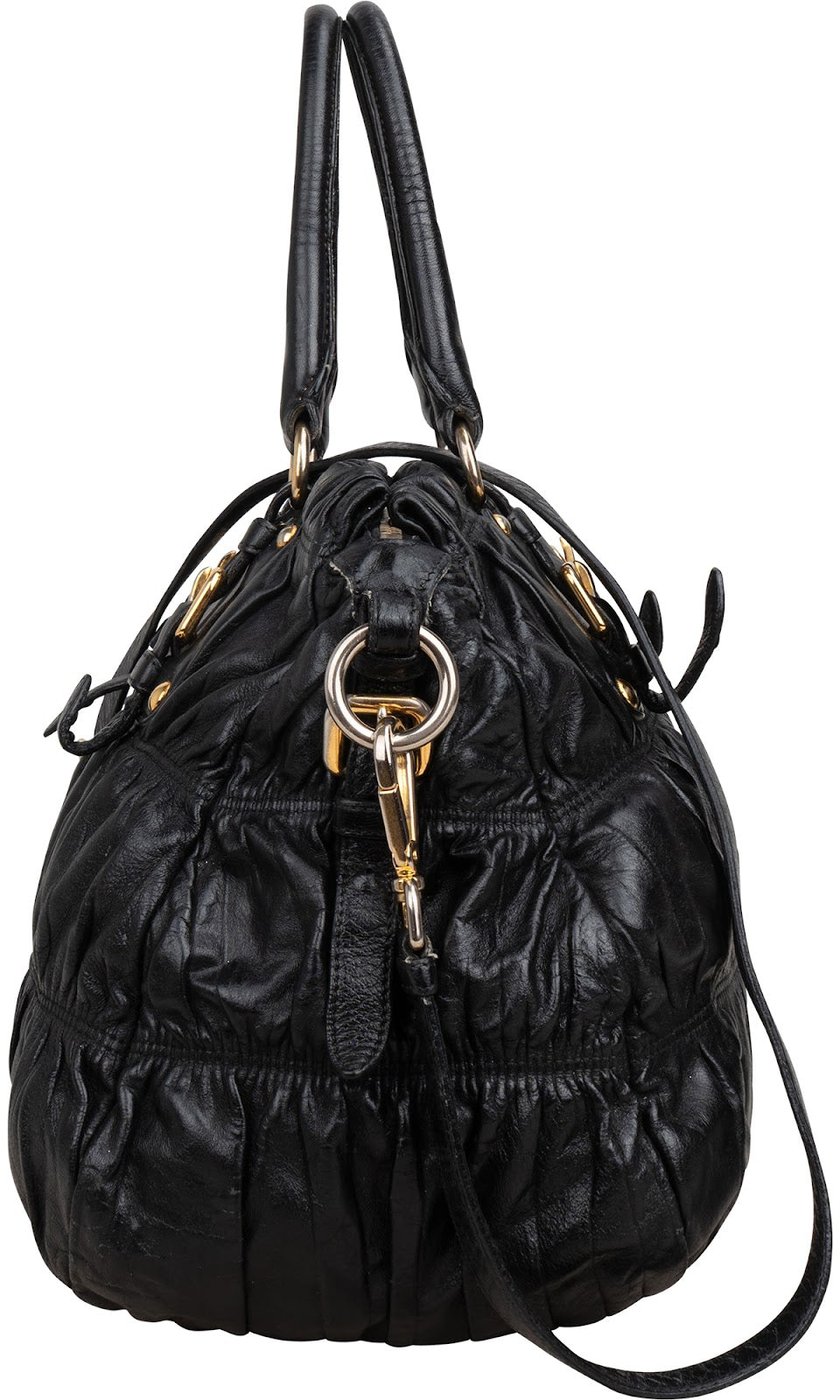 Prada Black Leather Gaufre Satchel Handbag
