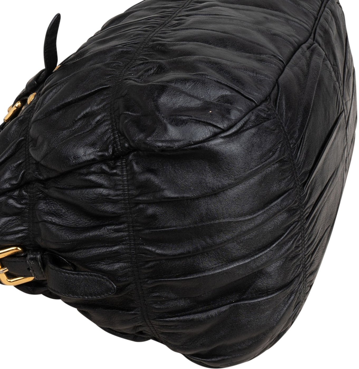 Prada Black Leather Gaufre Satchel Handbag