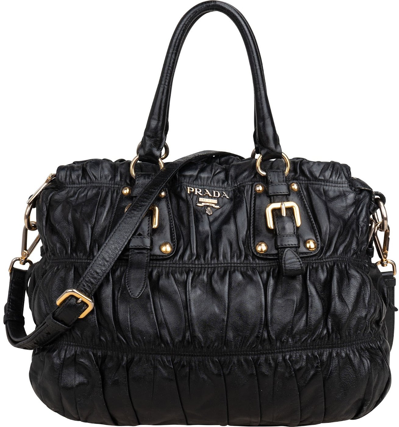 Prada Black Leather Gaufre Satchel Handbag