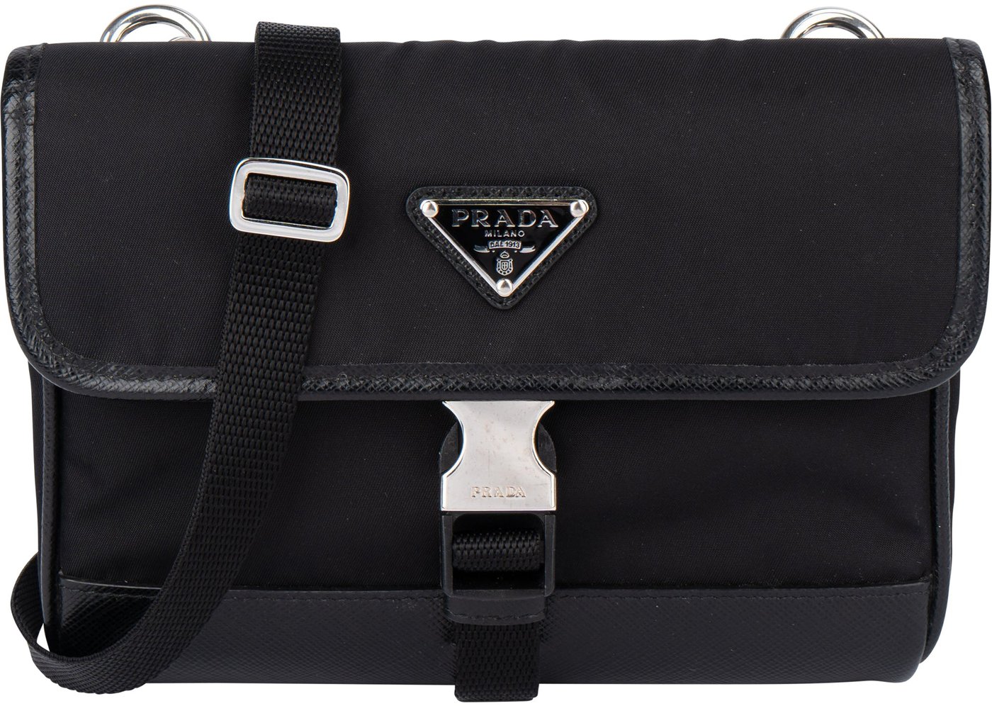 Prada Nylon Triangle Mini Crossbody Side Bag