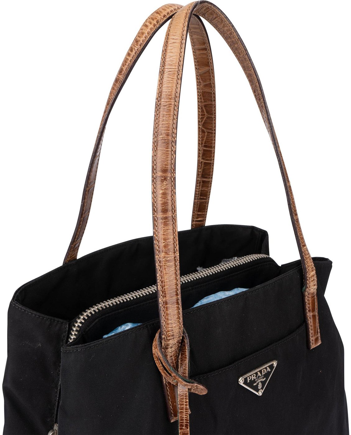 Prada Nylon Croco Optic Triangle Handbag