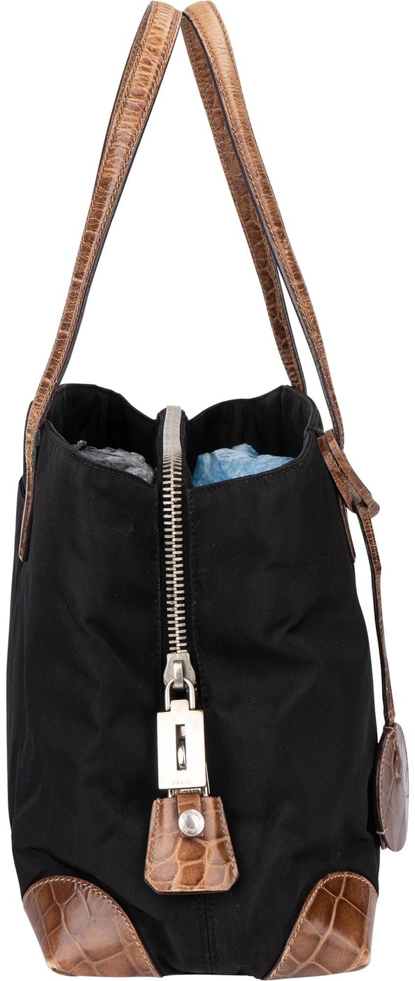Prada Nylon Croco Optic Triangle Handbag