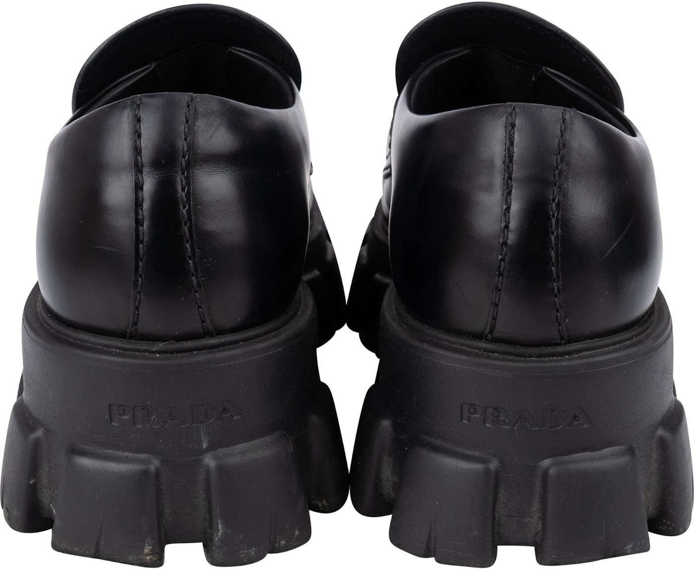 Prada Black Brushed Leather Monolith Loafers (7 / 41-42)