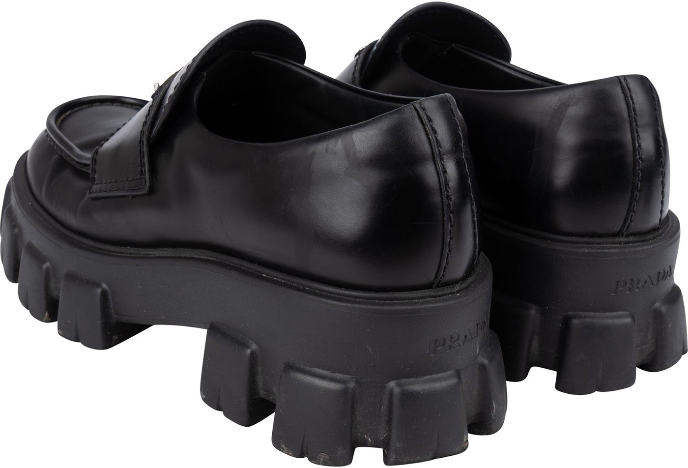 Prada Black Brushed Leather Monolith Loafers (7 / 41-42)