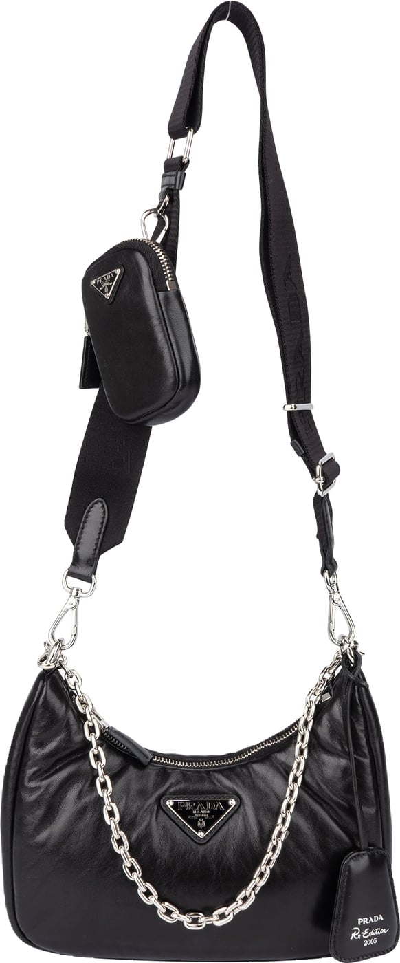Prada Soft Leather Triangle Re-Edition Crossbody Bag