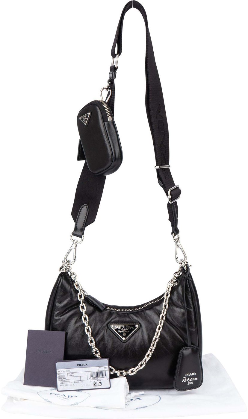 Prada Soft Leather Triangle Re-Edition Crossbody Bag
