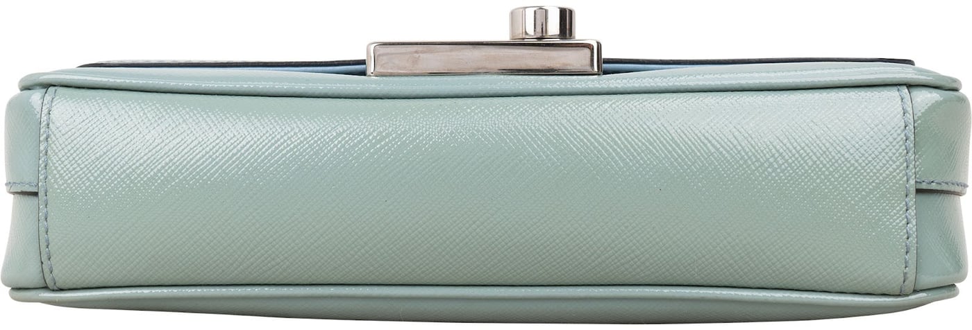 Prada Saffiano Vernice Chain Flap Crossbody Bag