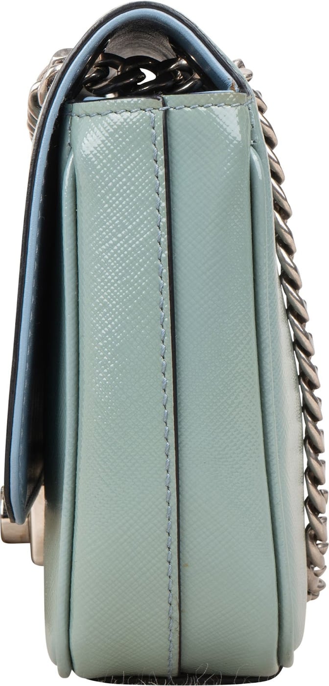 Prada Saffiano Vernice Chain Flap Crossbody Bag