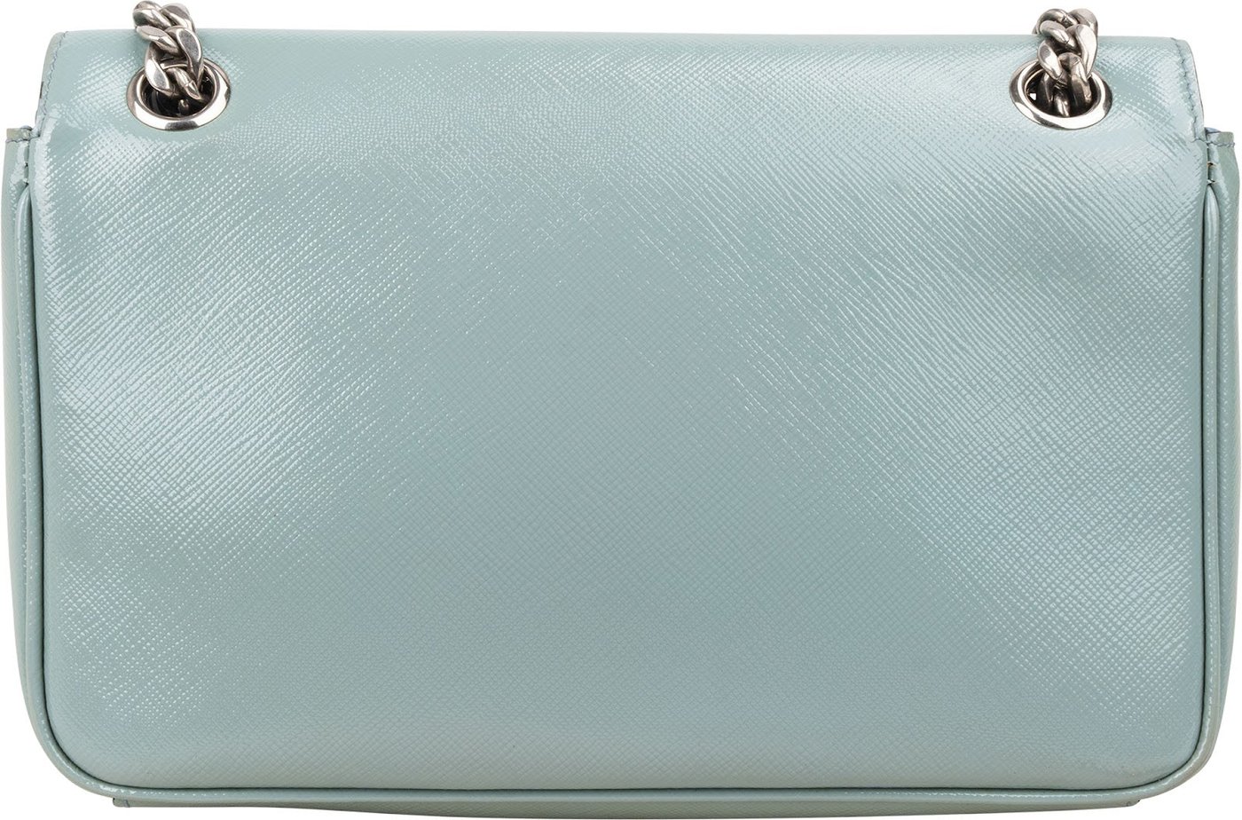 Prada Saffiano Vernice Chain Flap Crossbody Bag