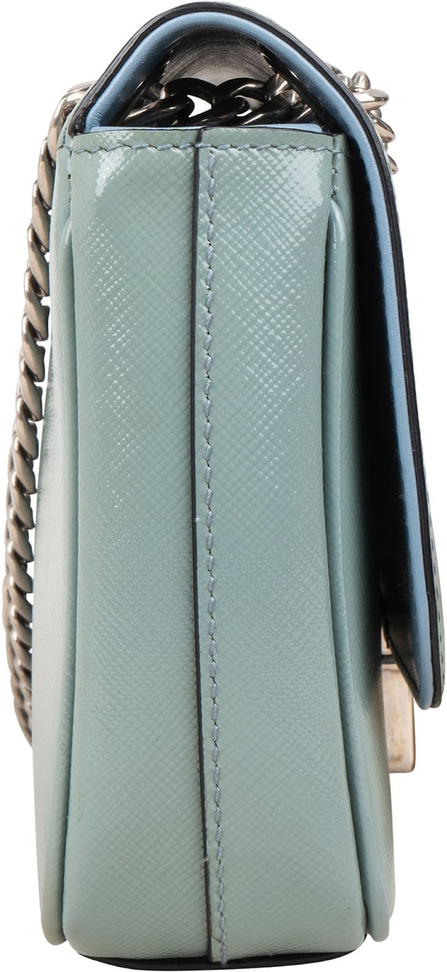 Prada Saffiano Vernice Chain Flap Crossbody Bag