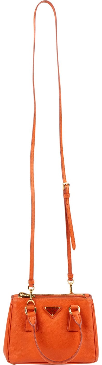 Prada Orange Saffiano Lux Leather Micro Galleria Crossbody Handbag