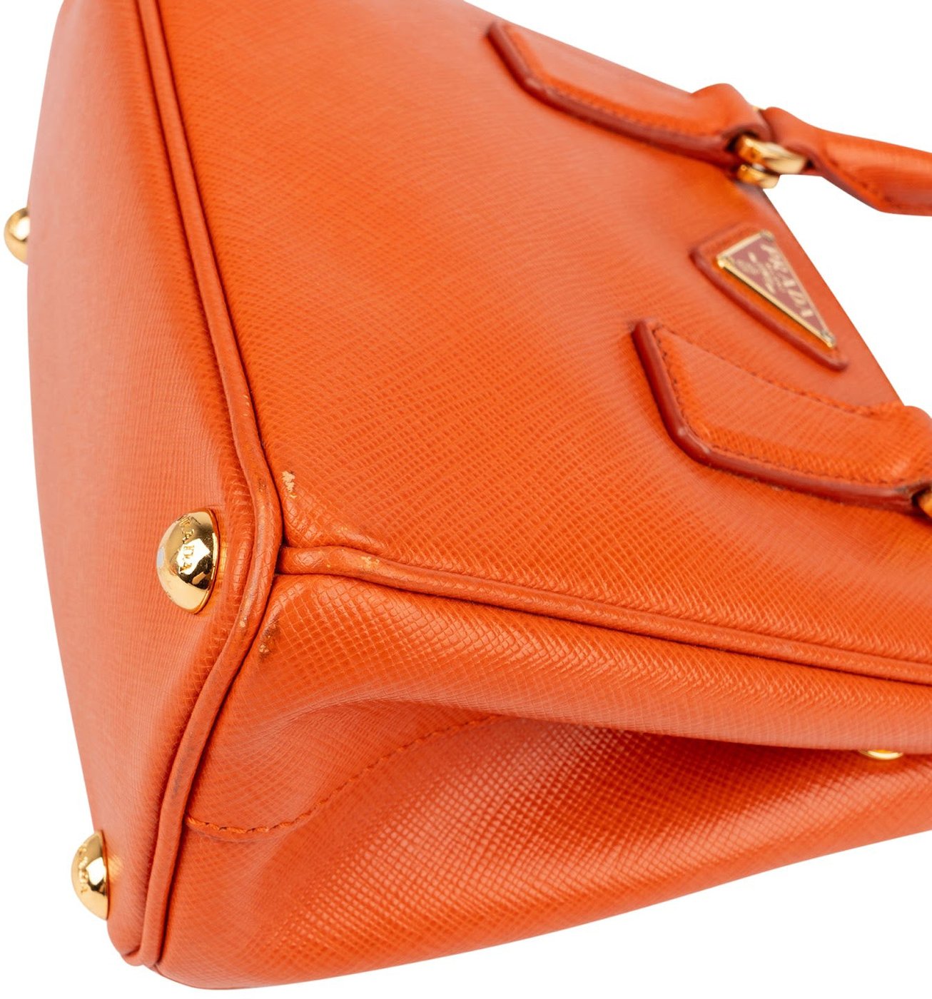 Prada Orange Saffiano Lux Leather Micro Galleria Crossbody Handbag