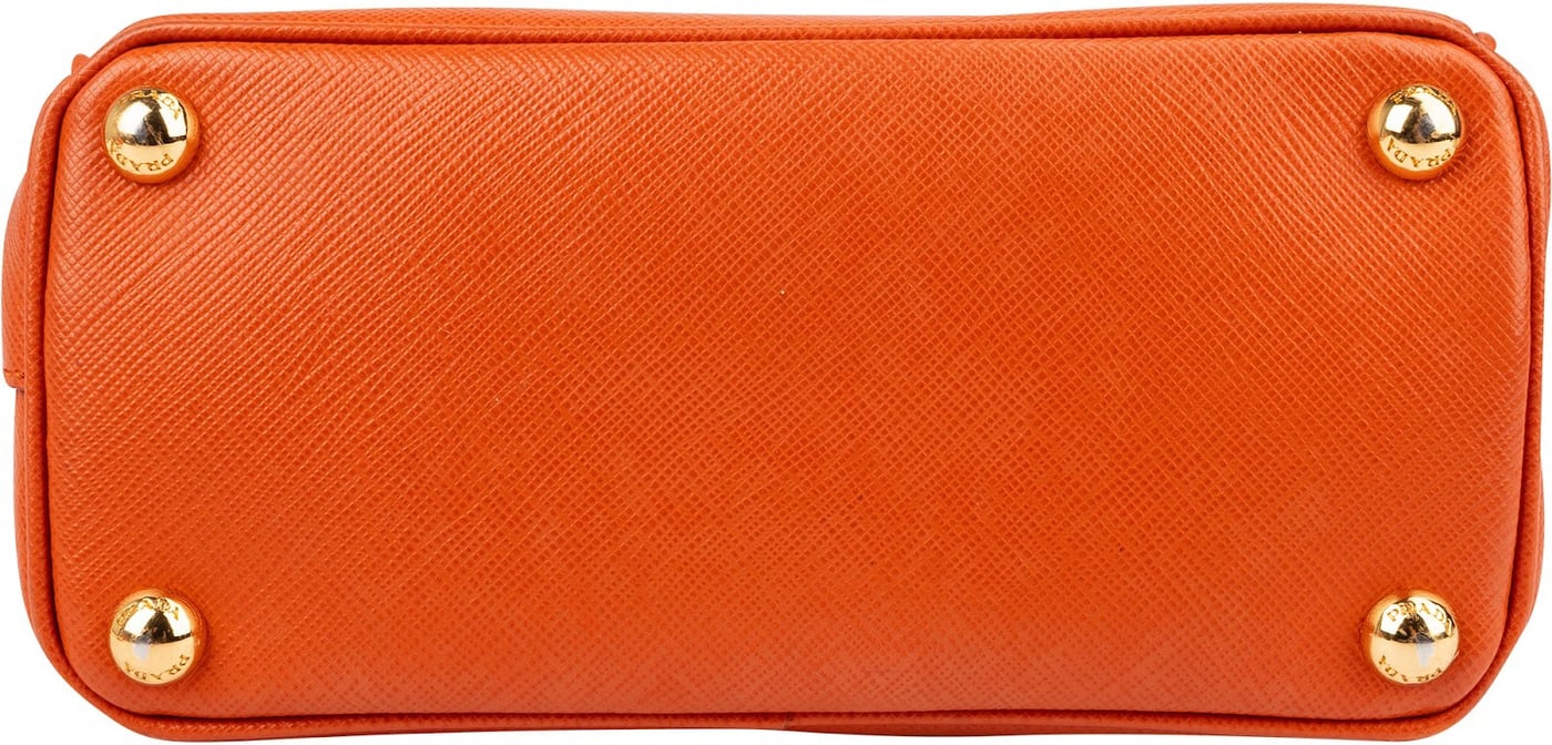 Prada Orange Saffiano Lux Leather Micro Galleria Crossbody Handbag