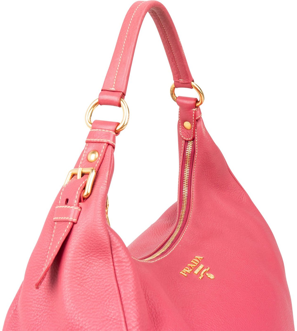 Prada Pink Vitello Daino Leather Hobo Shoulder Bag