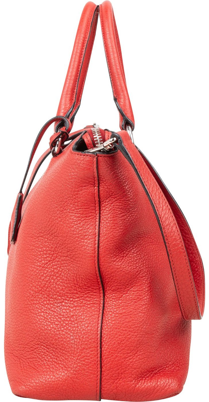 Prada Red Vitello Daino Leather Tote Handbag
