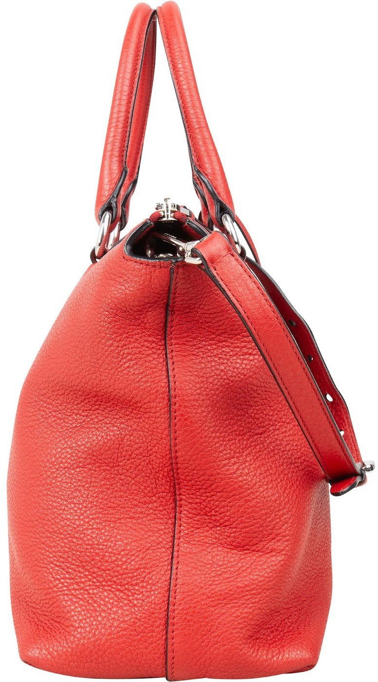 Prada Red Vitello Daino Leather Tote Handbag