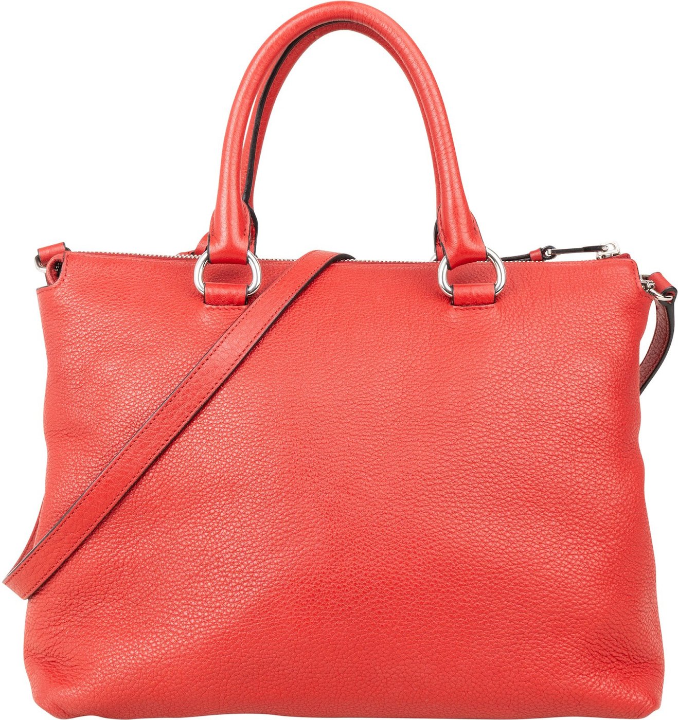 Prada Red Vitello Daino Leather Tote Handbag