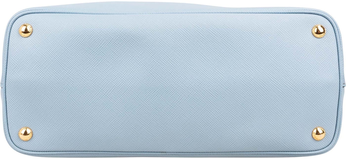 Prada Blue Saffiano Leather Tote Double Handbag