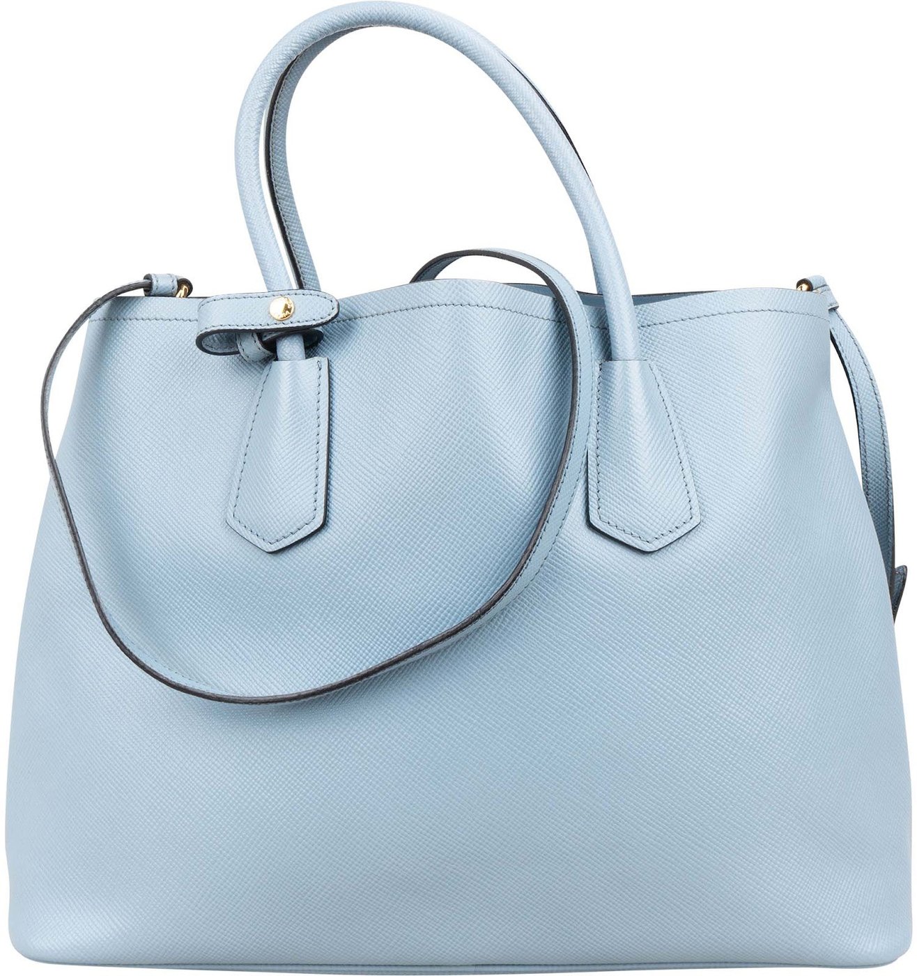 Prada Blue Saffiano Leather Tote Double Handbag