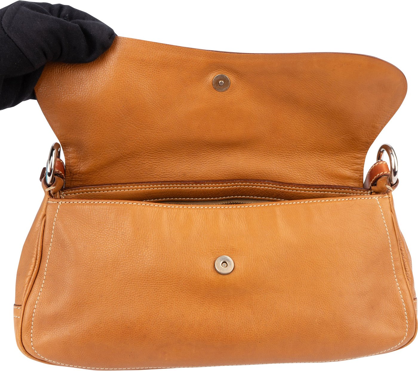 Prada Brown Leather Triangle Baguette Shoulder Bag