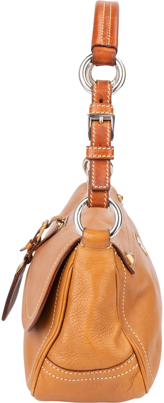 Prada Brown Leather Triangle Baguette Shoulder Bag