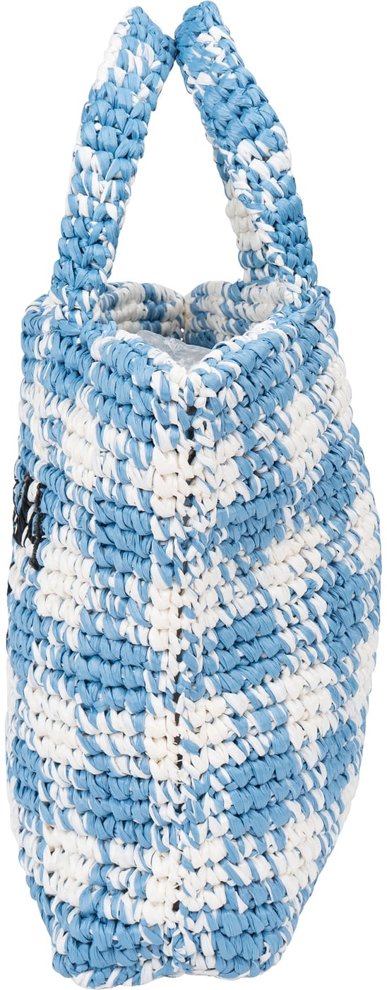 Prada Blue Gaufre Raffia Handbag