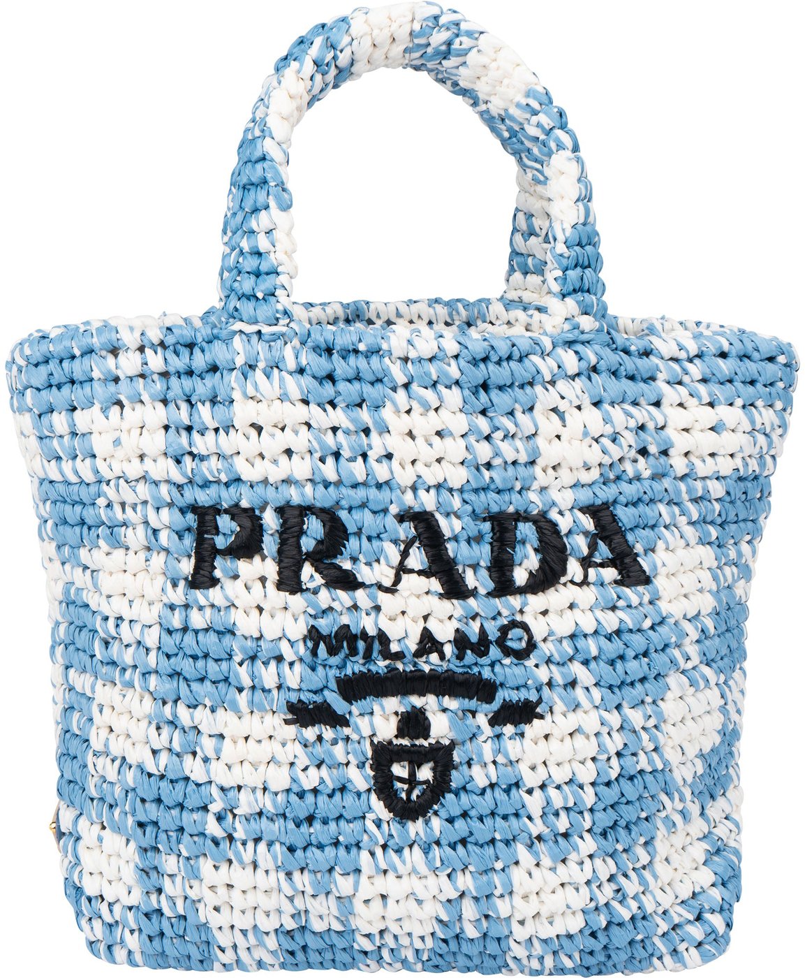Prada Blue Gaufre Raffia Handbag