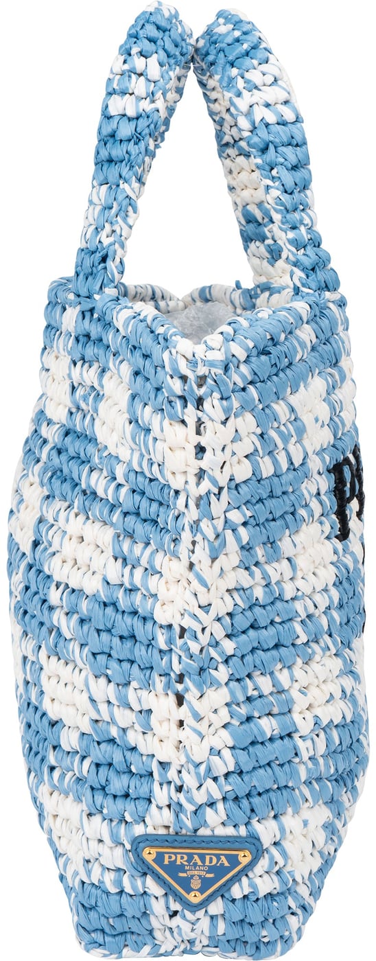 Prada Blue Gaufre Raffia Handbag
