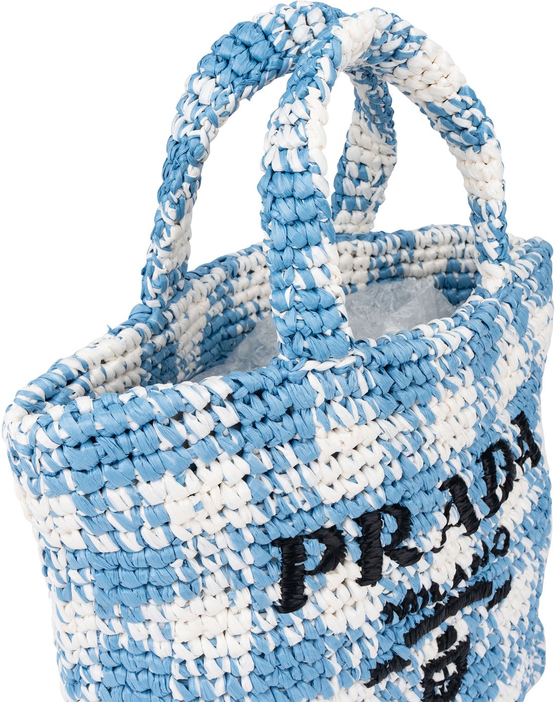 Prada Blue Gaufre Raffia Handbag