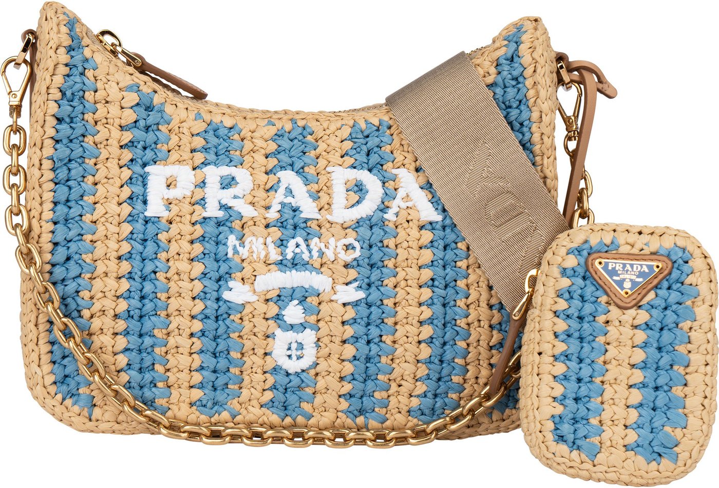 Prada Tricolor Raffia Re-Editon Crossbody bag